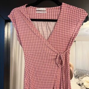 Urban Outfitters Pink Gingham Wrap Midi Dress